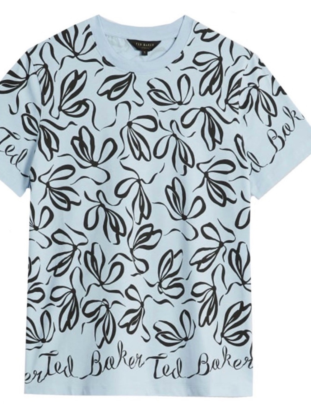 Ted Baker Light Blue Tee with Black Floral Graphic